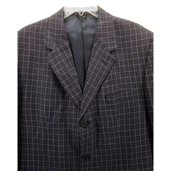 VINTAGE J Crew Sport Coat 42 Linen Blazer Jacket Plaid 90s USA Preppy * - Picture 2 of 13
